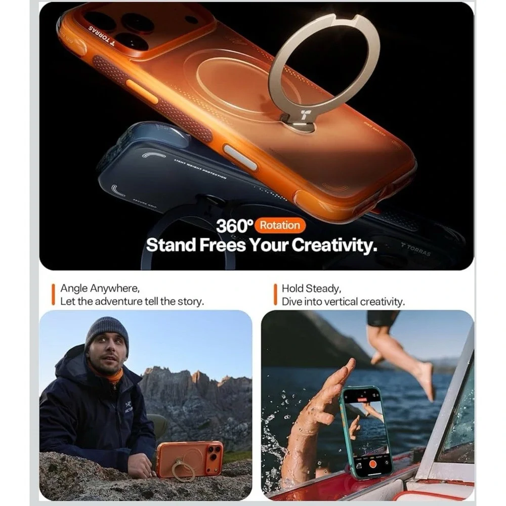 TORRAS Ostand Q3 Air‎ for iPhone 17 Pro Case 6.3'' with Stronger Magnetic Stand